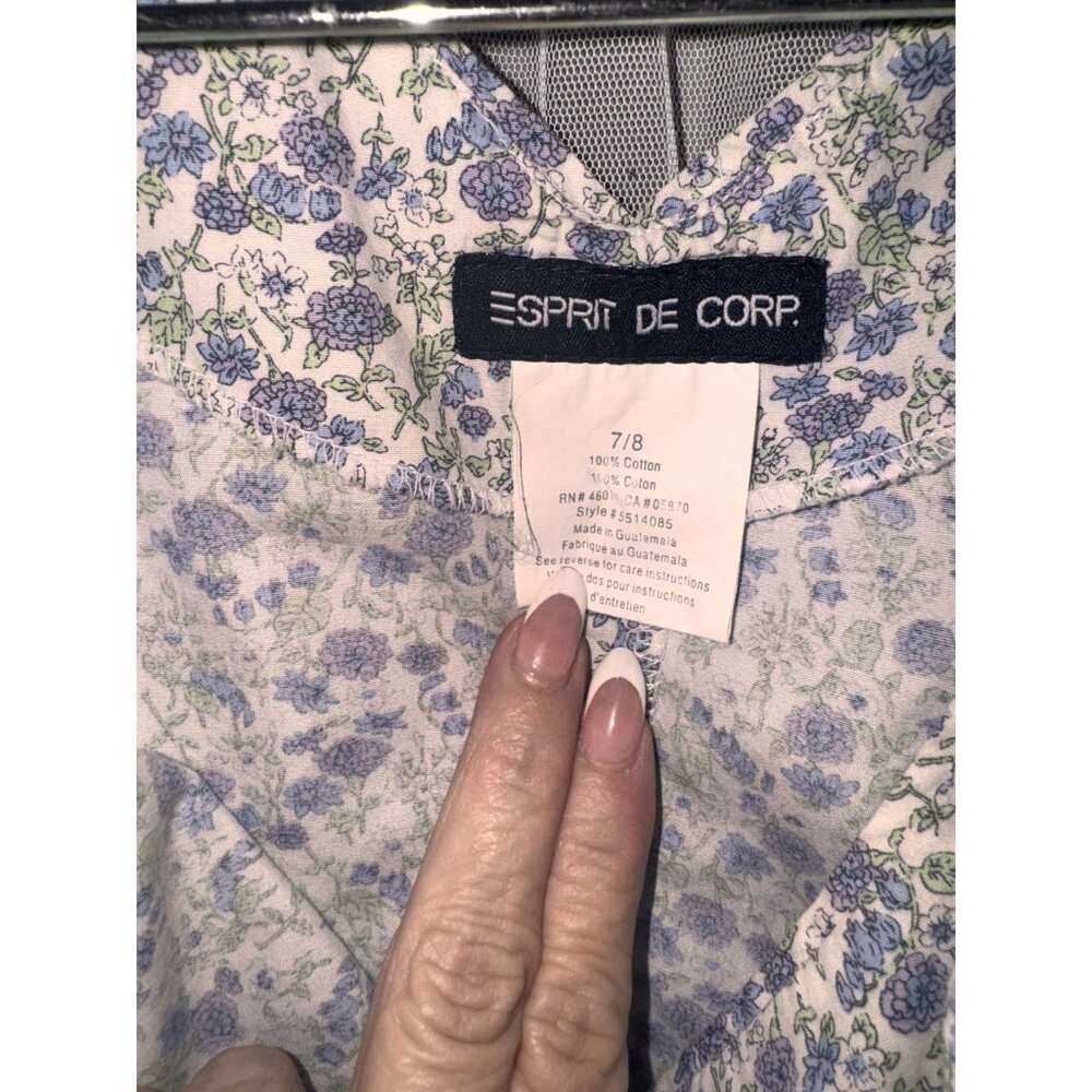 Esprit De Corp Womens Floral Sleeveless Cotton Dress Size 7/8 White & Purple - Picture 4 of 5